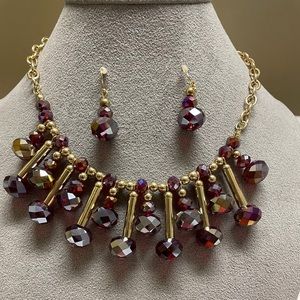 Purple Drop Necklace Set